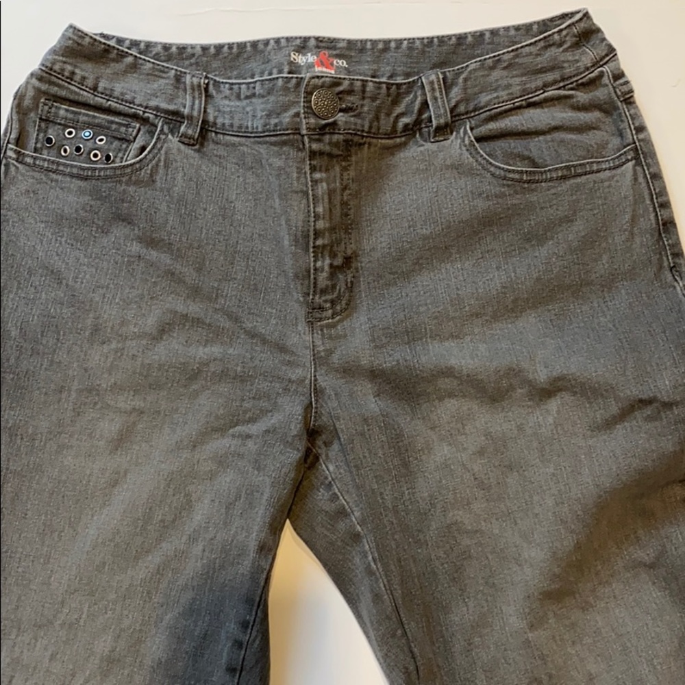 Style & Co SZ 10 Faded Black/Grey Denim Jeans D3 - Picture 4 of 14